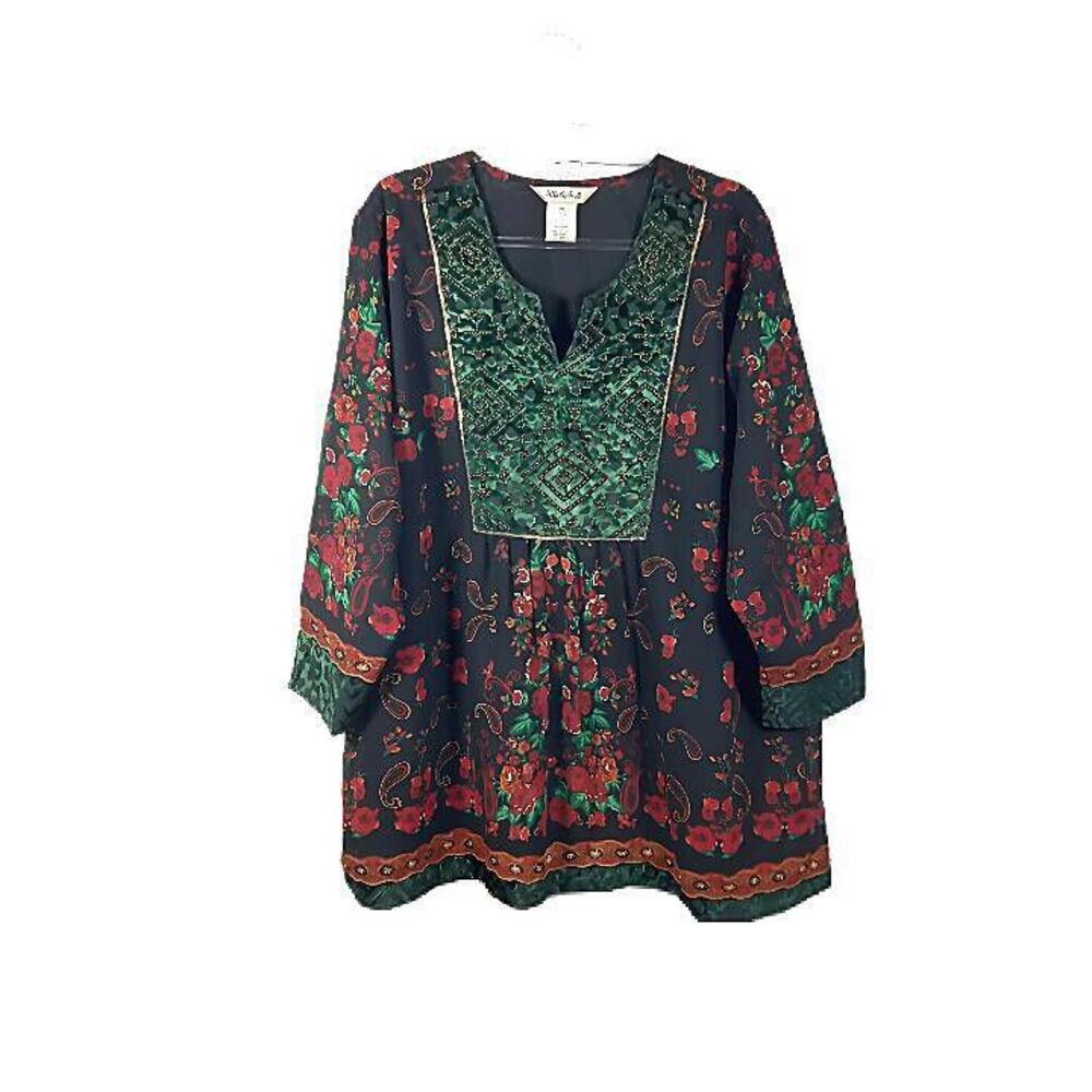 New ULLA POPKEN Gorgeous Art to Wear Holiday Velvet Tunic Top Blouse 16/18 1X